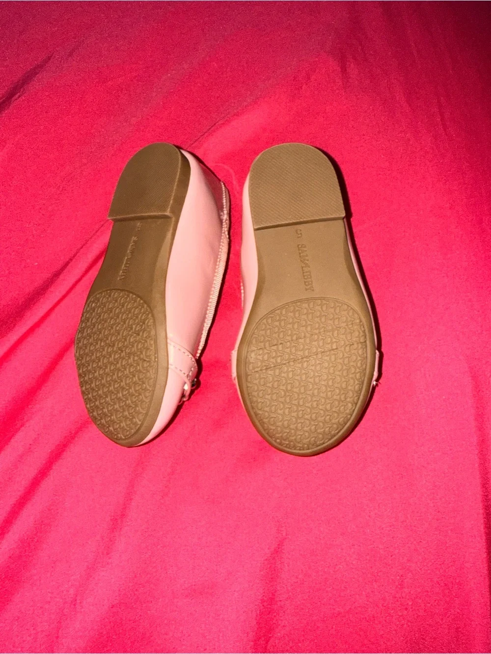 Sam & Libby Girls Blush Pink Slip-On Ballet Flats with Metallic Emblem